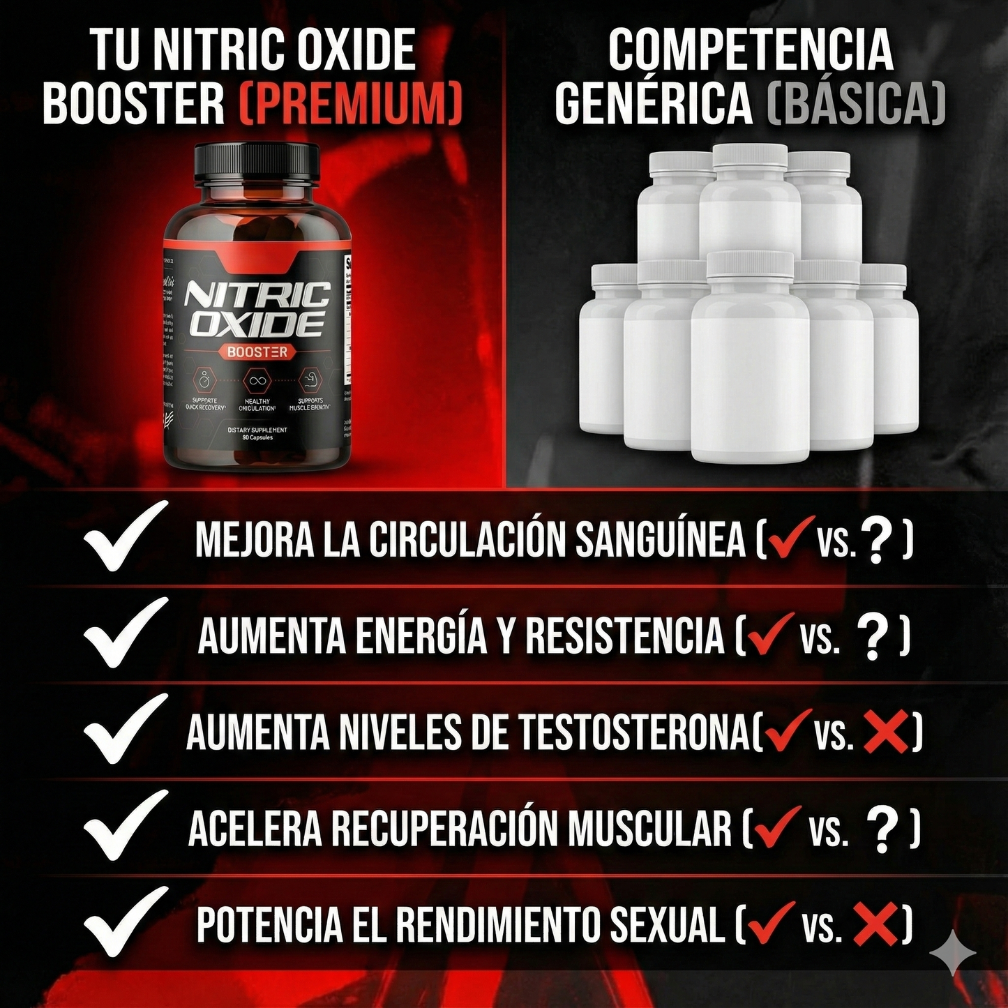 🧬 ÓXIDO NÍTRICO - Suplemento 100% Premium - Circulación avanzada · Energía diaria · Rendimiento masculino 60 Cápsulas