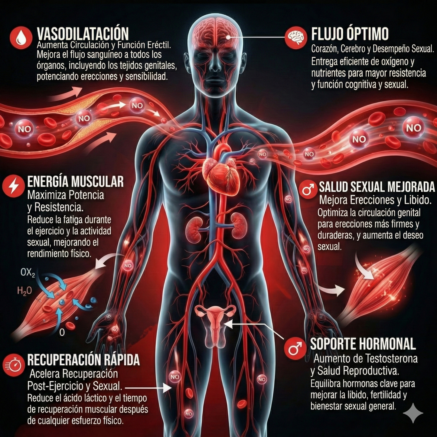 🧬 ÓXIDO NÍTRICO - Suplemento 100% Premium - Circulación avanzada · Energía diaria · Rendimiento masculino 60 Cápsulas