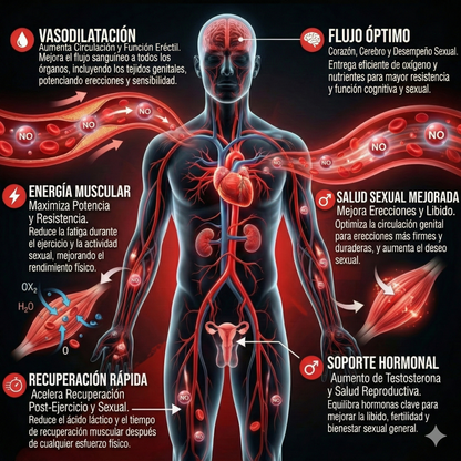 🧬 ÓXIDO NÍTRICO - Suplemento 100% Premium - Circulación avanzada · Energía diaria · Rendimiento masculino 60 Cápsulas