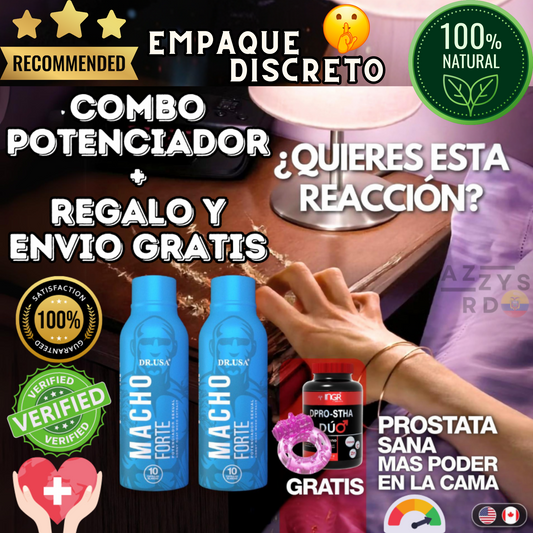 TU SOLUCIÓN! ✅ Combo x2 Macho Forte 💪🏻 Suplemento Potenciador Masculino ⚡ + Anillo + Suplemento Para La Salud De La Próstata 🍆