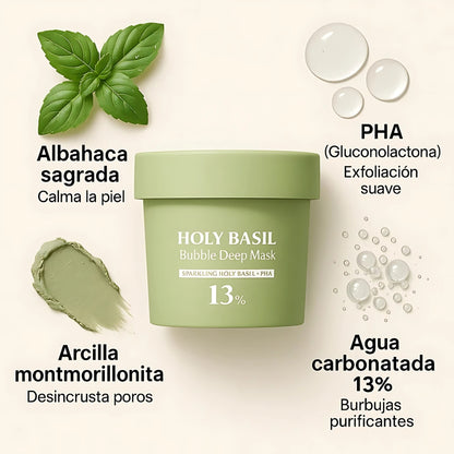 Set Pureza Divina™ | Mascarilla Burbuja de Albahaca Sagrada + cuchara Natural